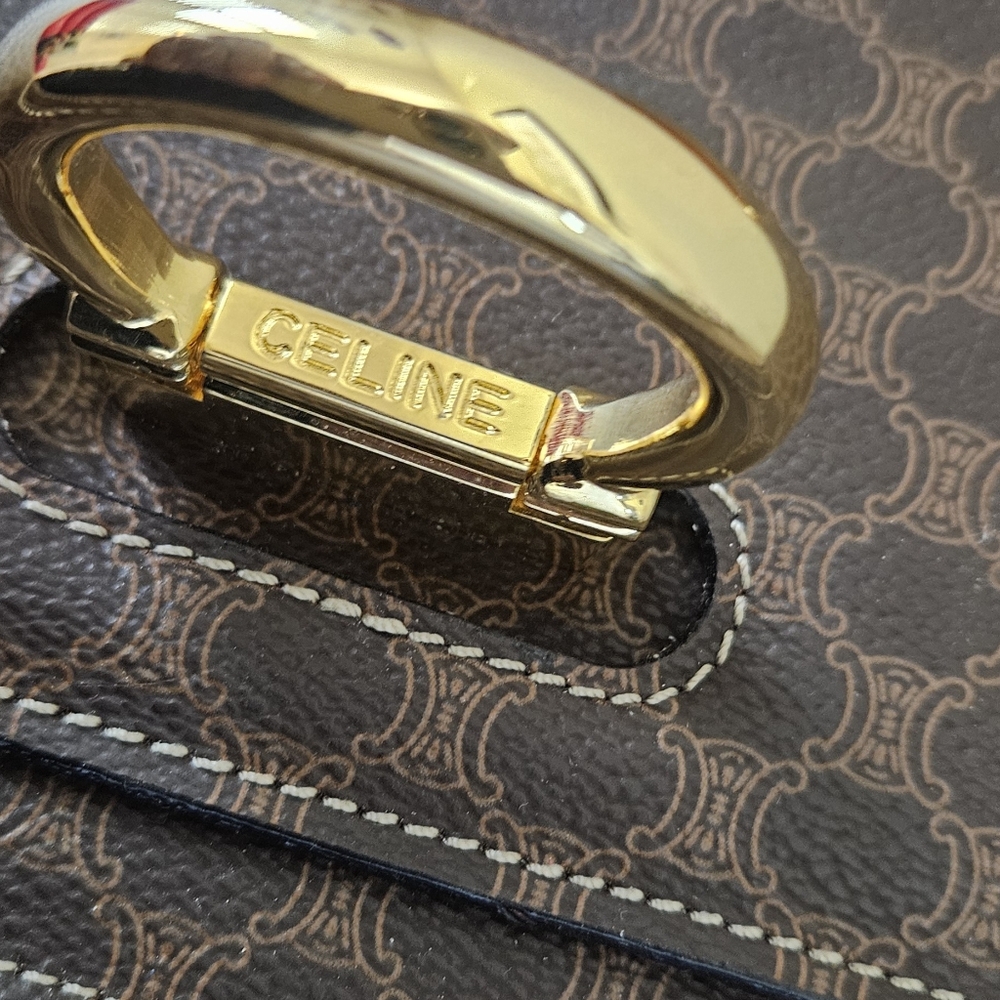 Celine Brown Monogram Shoulder Bag with Tan Leather Strap and Gold Hardware - Picture 12 of 17